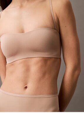Calvin Klein Bandeau Bra Lightly Lined Strapless Nude Small NWT